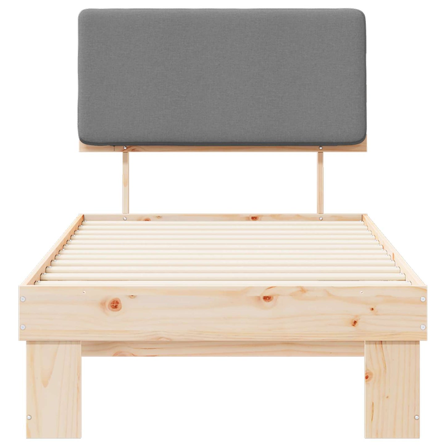 Letto con Testiera Rivestita Grigio chiaro 90 x 190 cm
