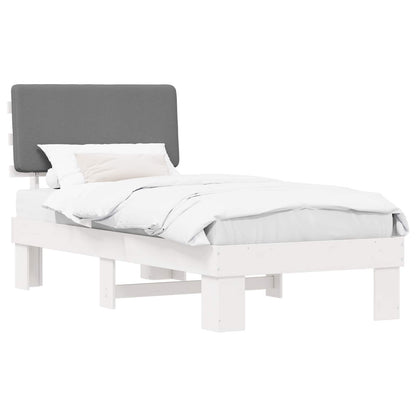 Letto con Testiera Rivestita Grigio chiaro 90 x 190 cm