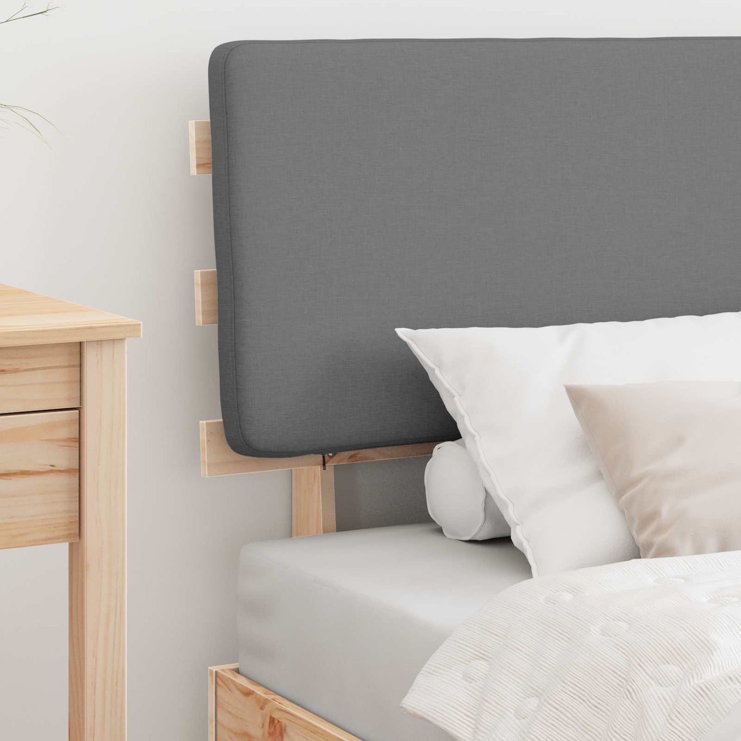 Letto con Testiera Rivestita Grigio chiaro 75 x 190 cm