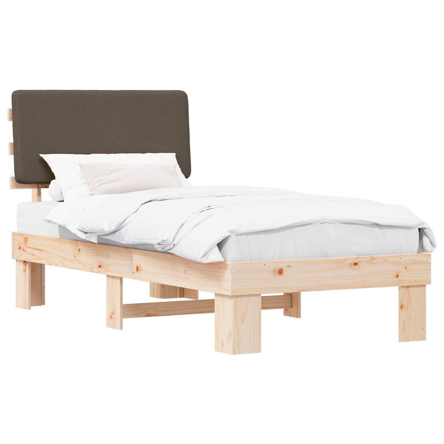 Letto con Testiera Rivestita Talpa 75 x 190 cm Pino massello