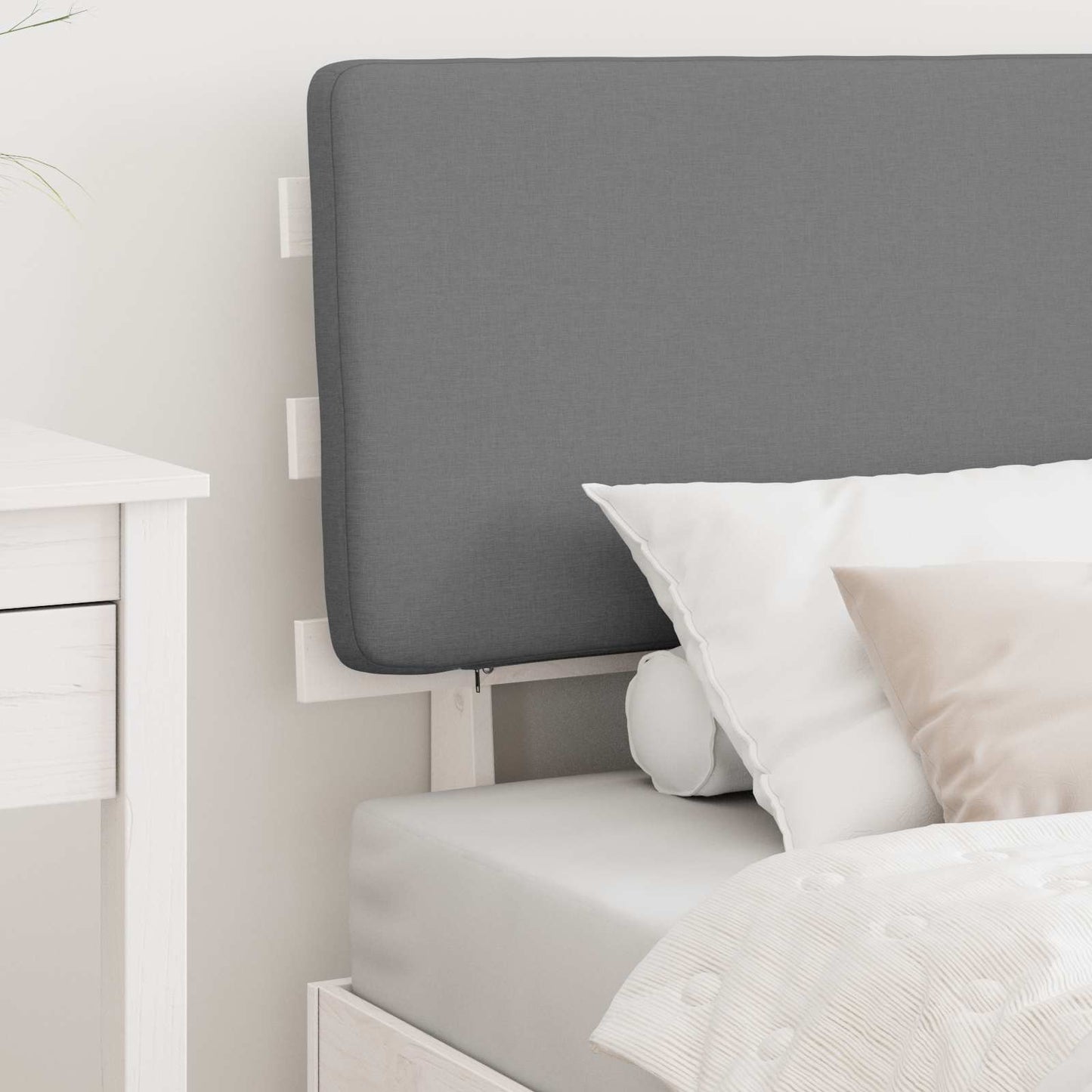 Letto con Testiera Rivestita Grigio chiaro 75 x 190 cm