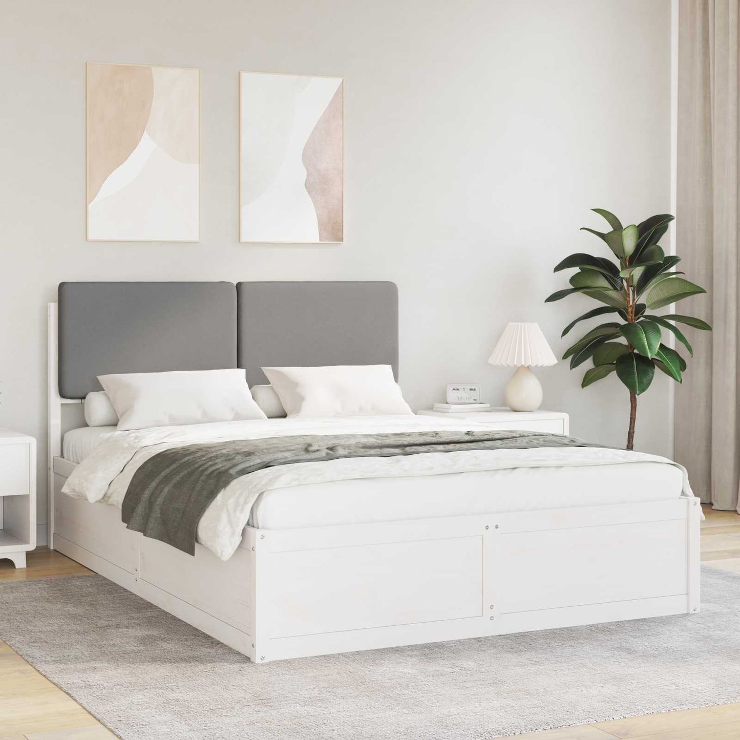 Letto con Testiera Rivestita Grigio chiaro 120 x 200 cm