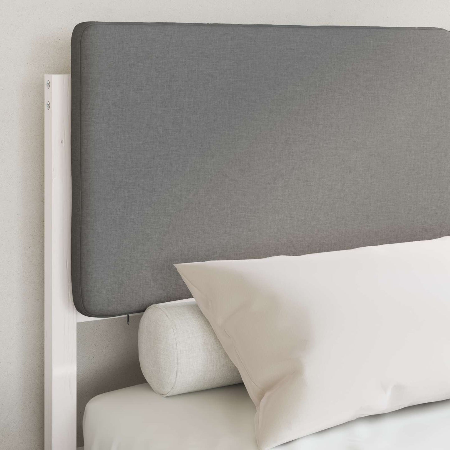 Letto con Testiera Rivestita Grigio scuro 90 x 200 cm