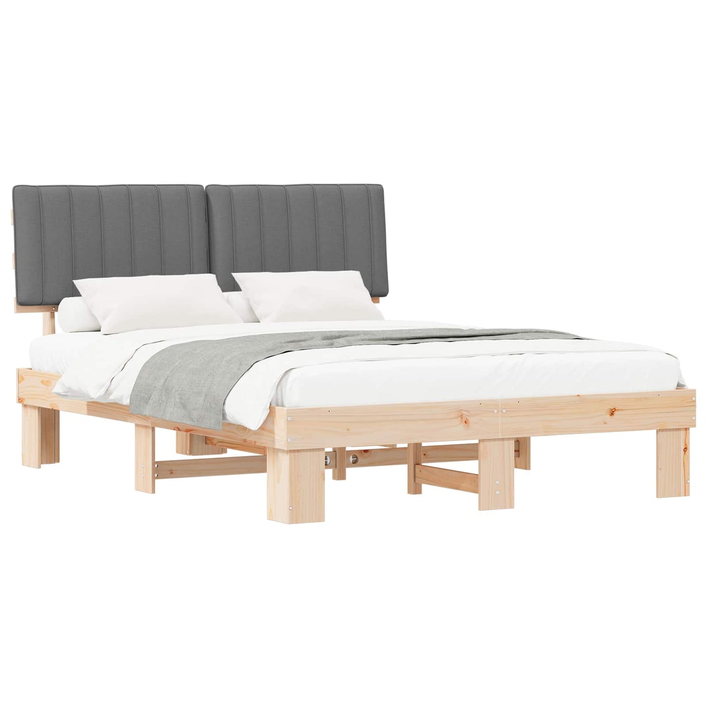 Letto con Testiera Rivestita Grigio chiaro 160 x 200 cm