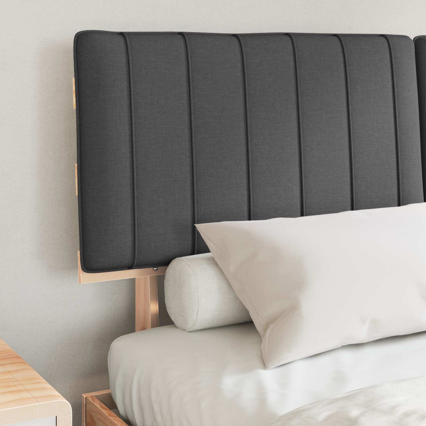 Letto con Testiera Rivestita Grigio scuro 160 x 200 cm