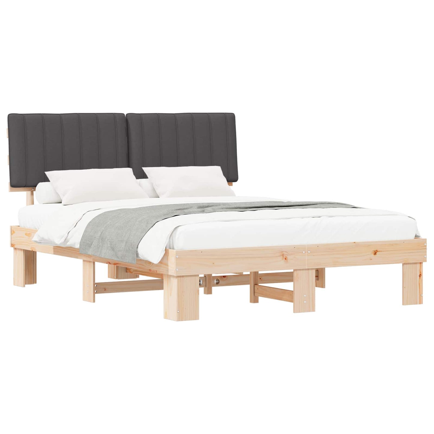 Letto con Testiera Rivestita Grigio scuro 160 x 200 cm