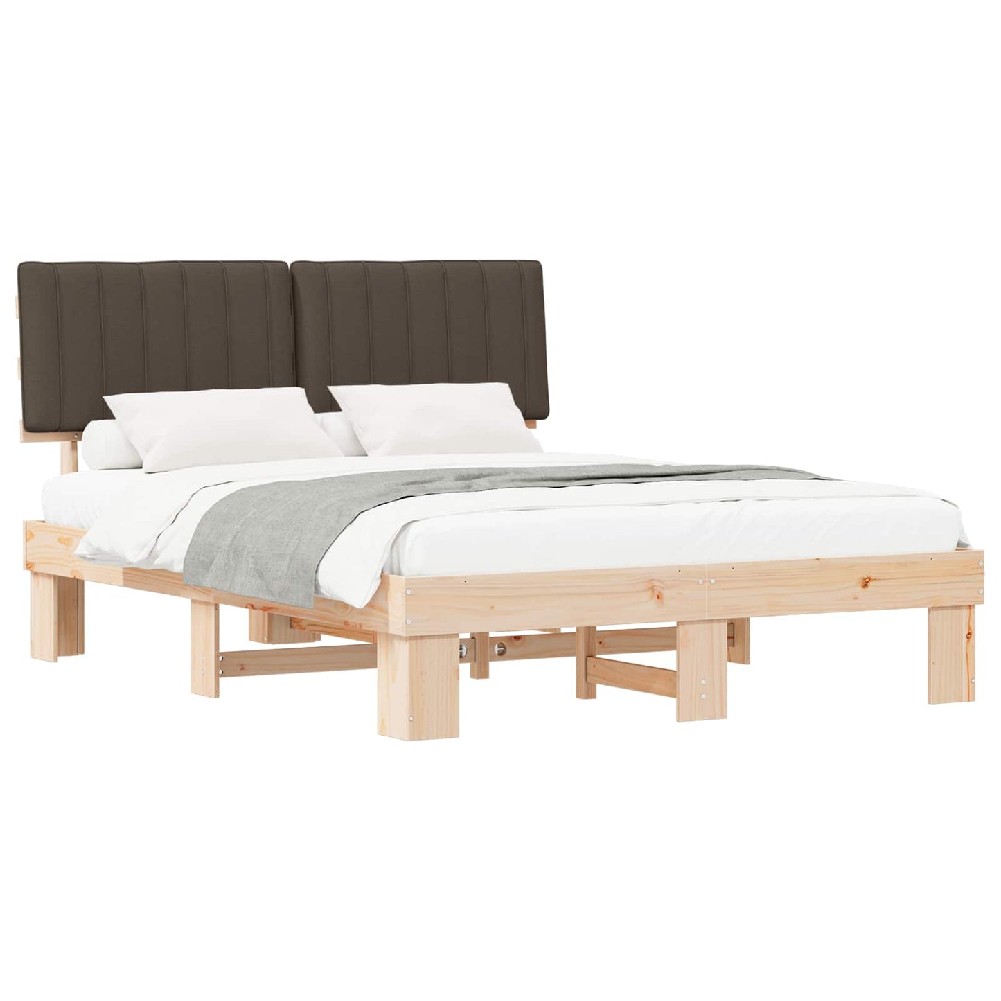 Letto con Testiera Rivestita Talpa 160 x 200 cm Pino massello