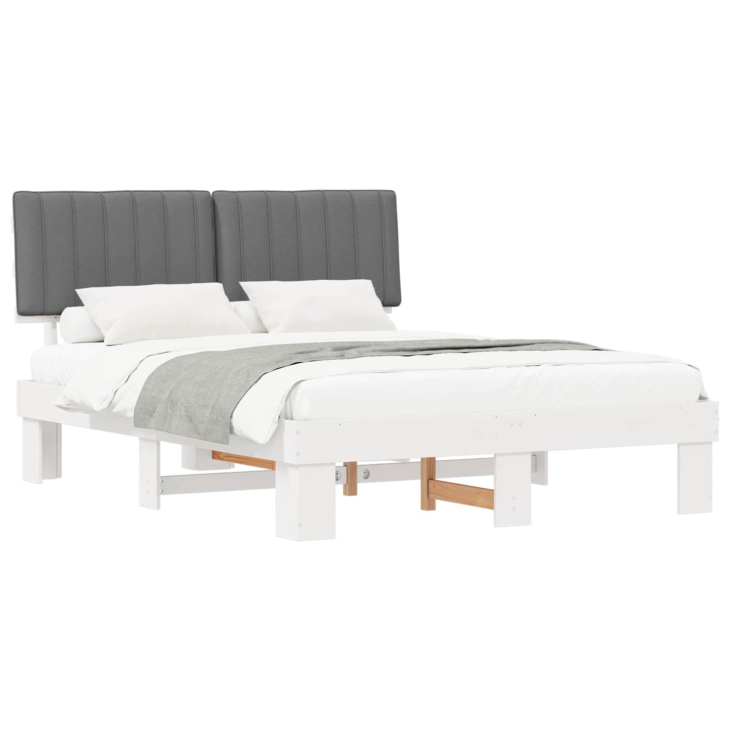 Letto con Testiera Rivestita Grigio chiaro 160 x 200 cm