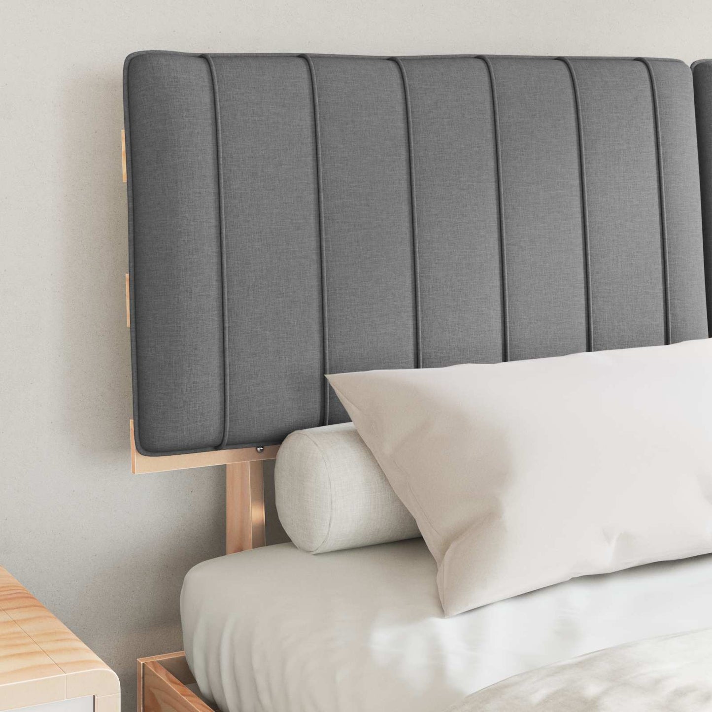 Letto con Testiera Rivestita Grigio chiaro 150 x 200 cm