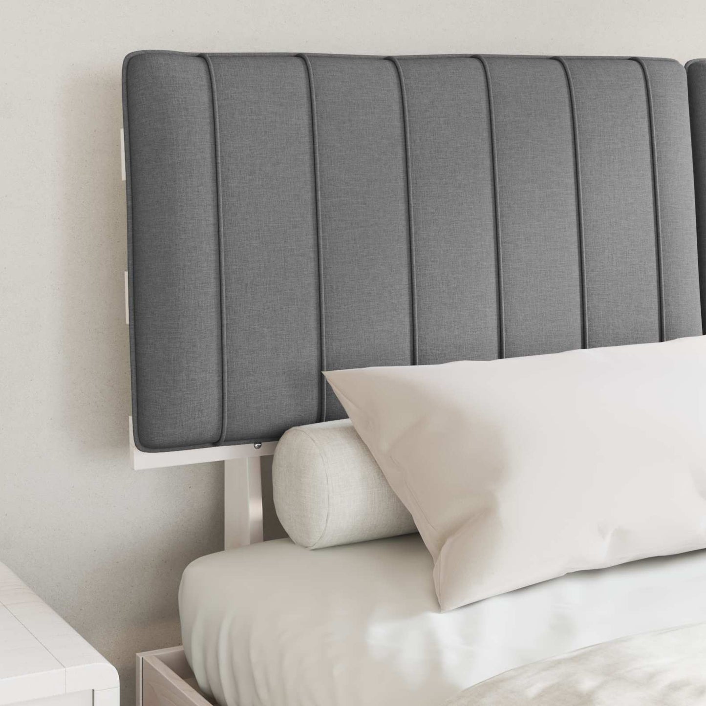 Letto con Testiera Rivestita Grigio chiaro 150 x 200 cm