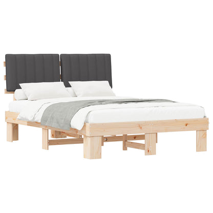 Letto con Testiera Rivestita Grigio scuro 140 x 200 cm