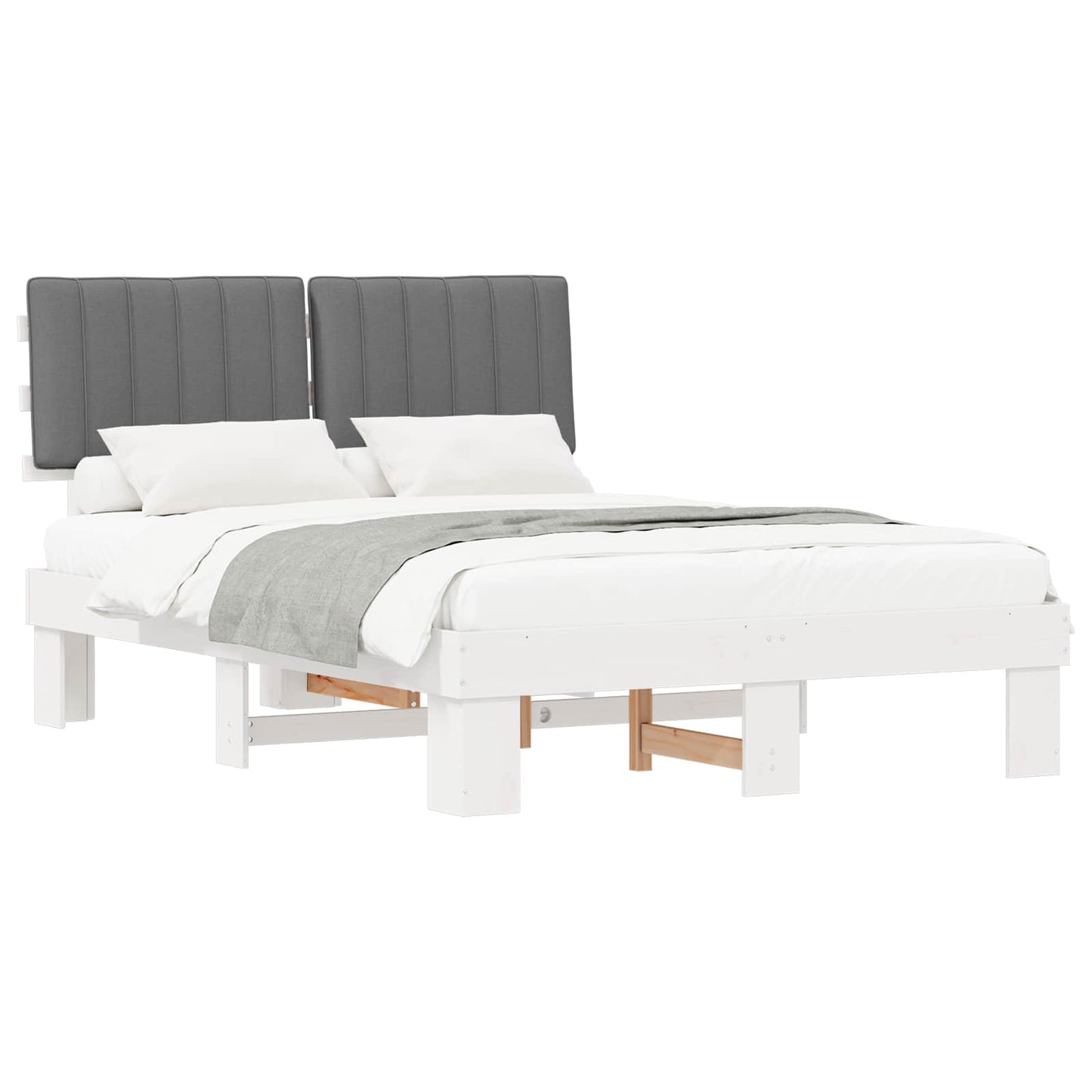 Letto con Testiera Rivestita Grigio chiaro 140 x 200 cm