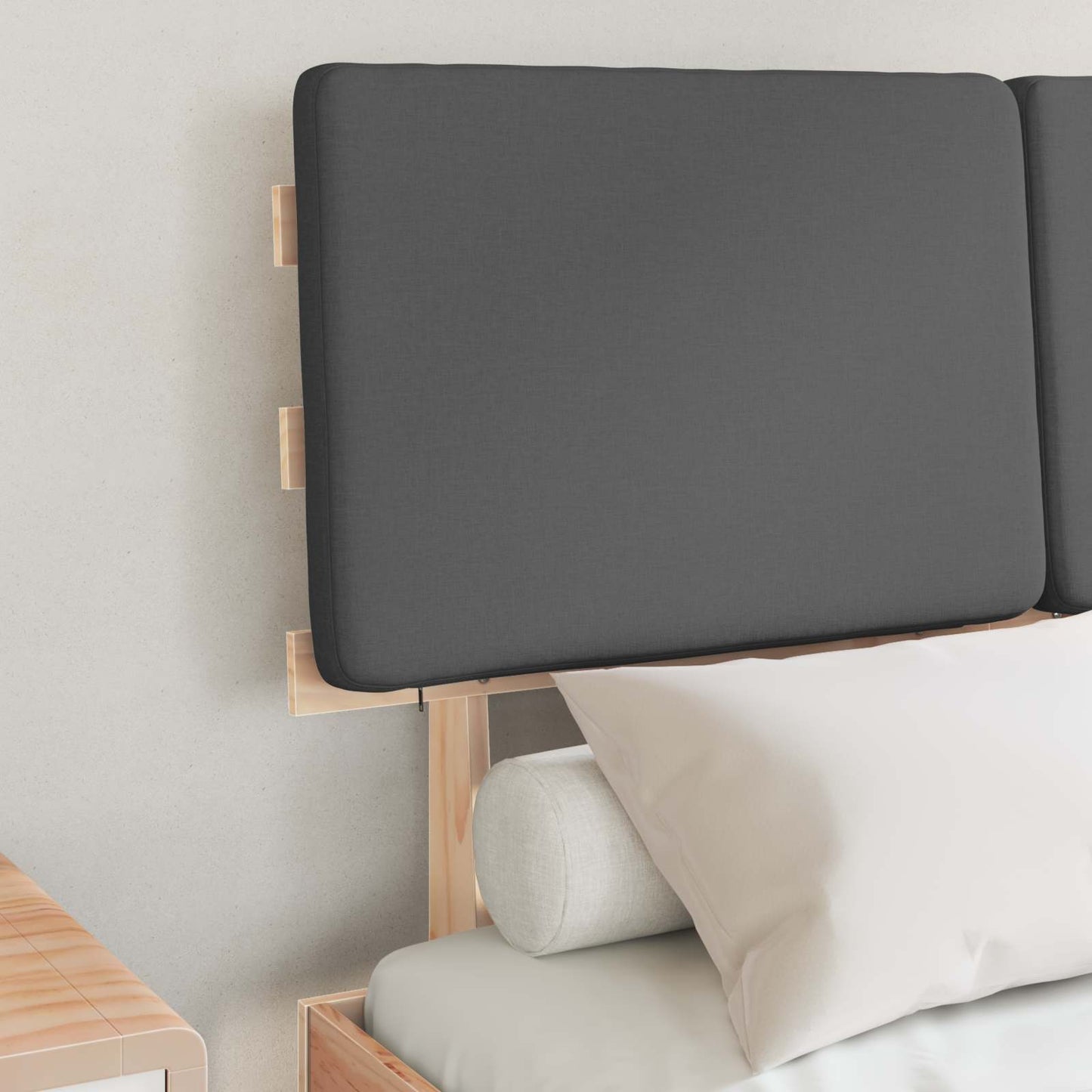Letto con Testiera Rivestita Grigio scuro 120 x 200 cm
