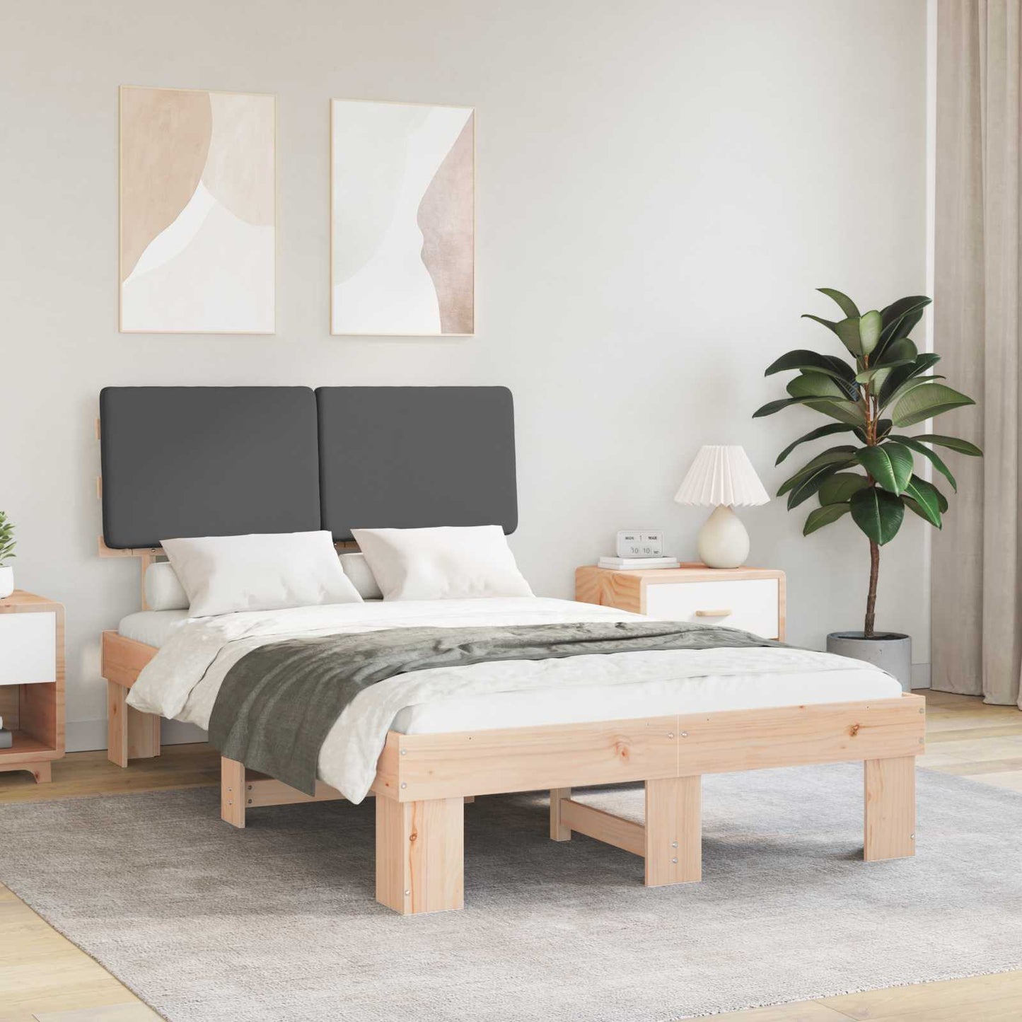 Letto con Testiera Rivestita Grigio scuro 120 x 200 cm
