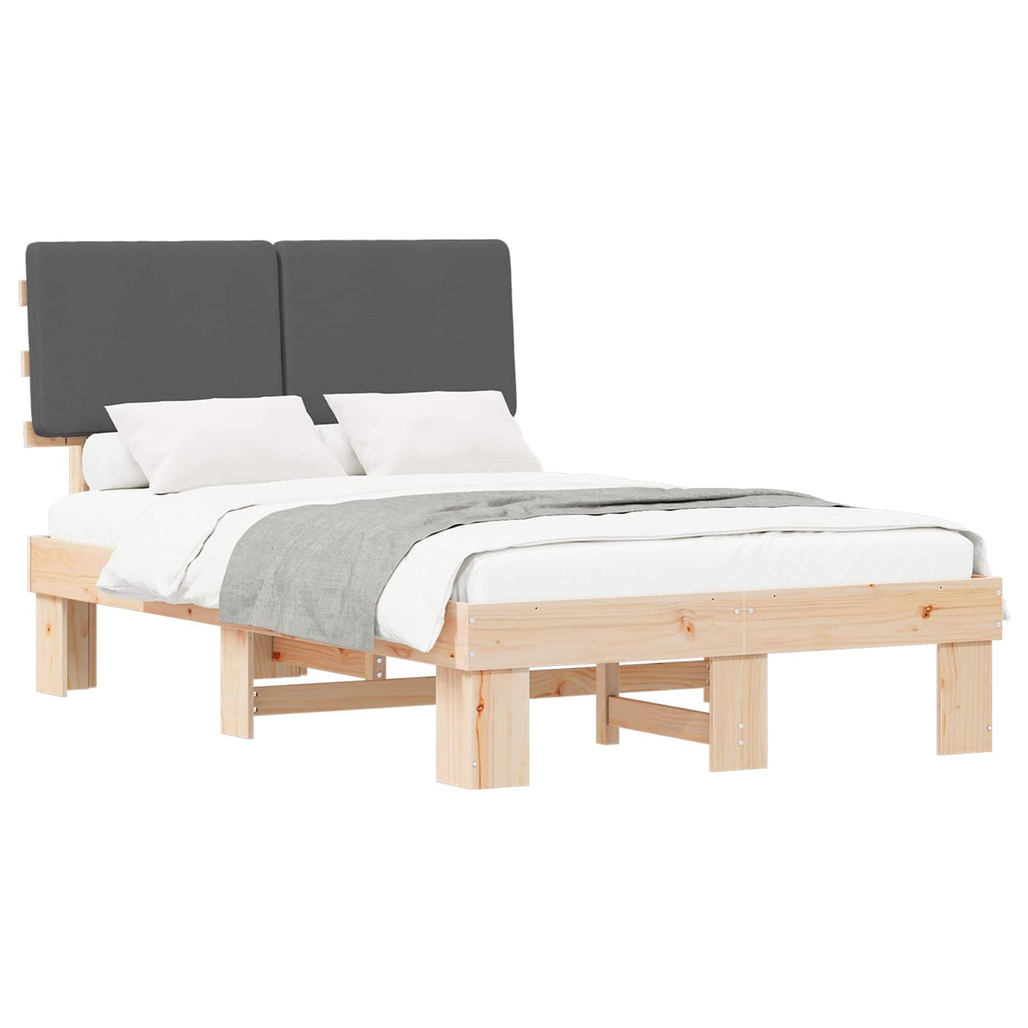Letto con Testiera Rivestita Grigio scuro 120 x 200 cm