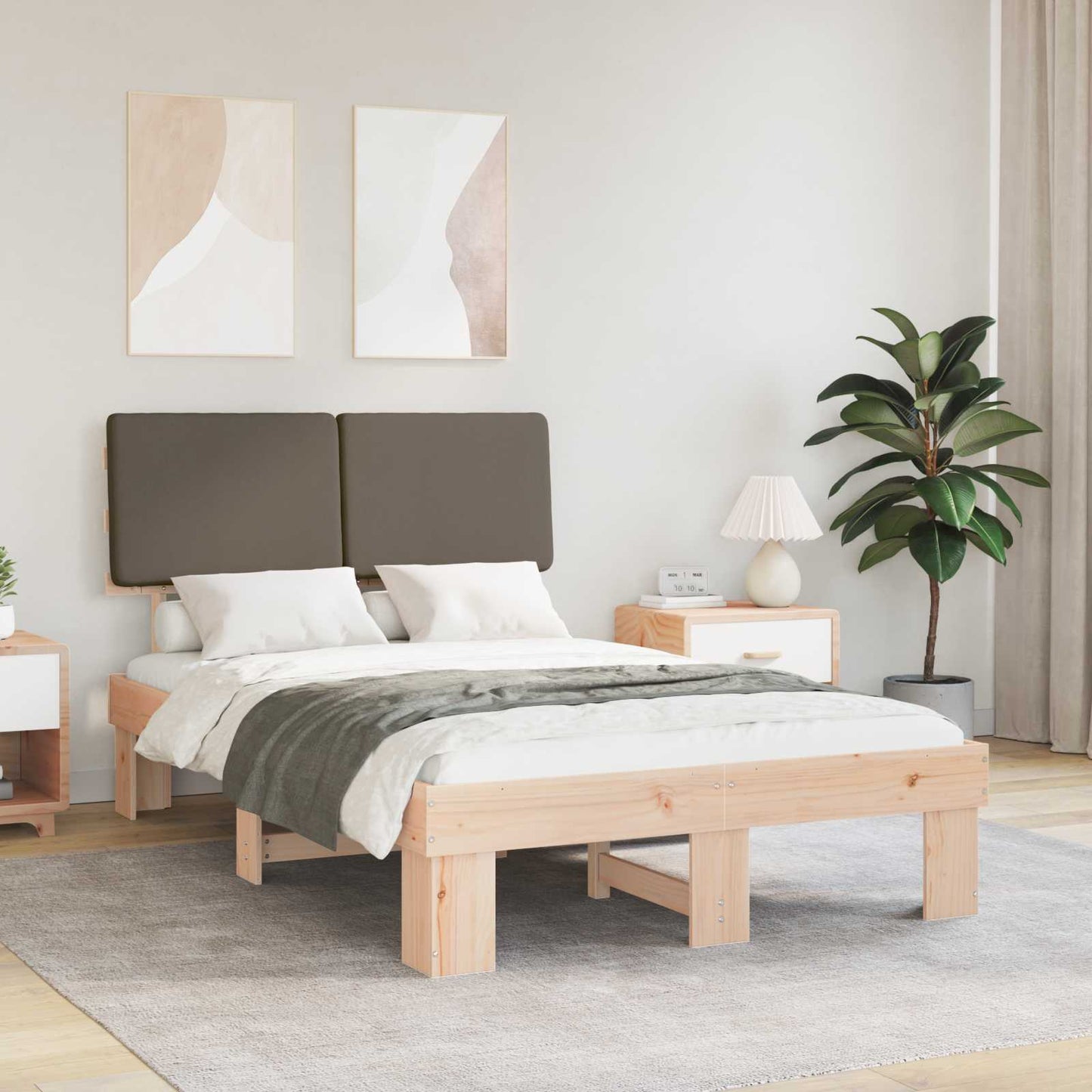 Letto con Testiera Rivestita Talpa 120 x 200 cm Pino massello