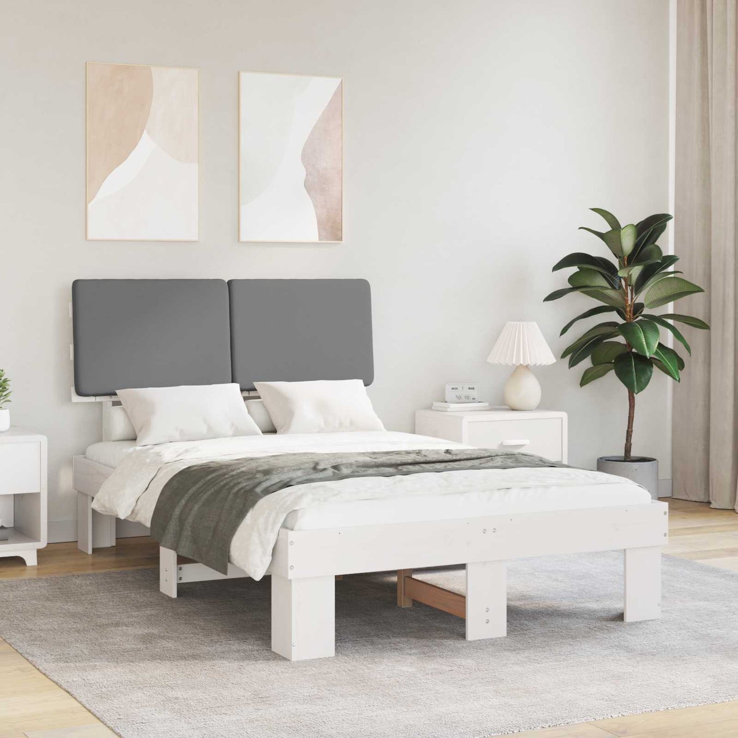 Letto con Testiera Rivestita Grigio chiaro 120 x 200 cm
