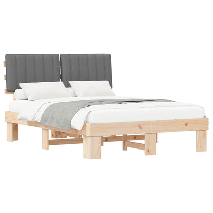 Letto con Testiera Rivestita Grigio chiaro 140 x 190 cm