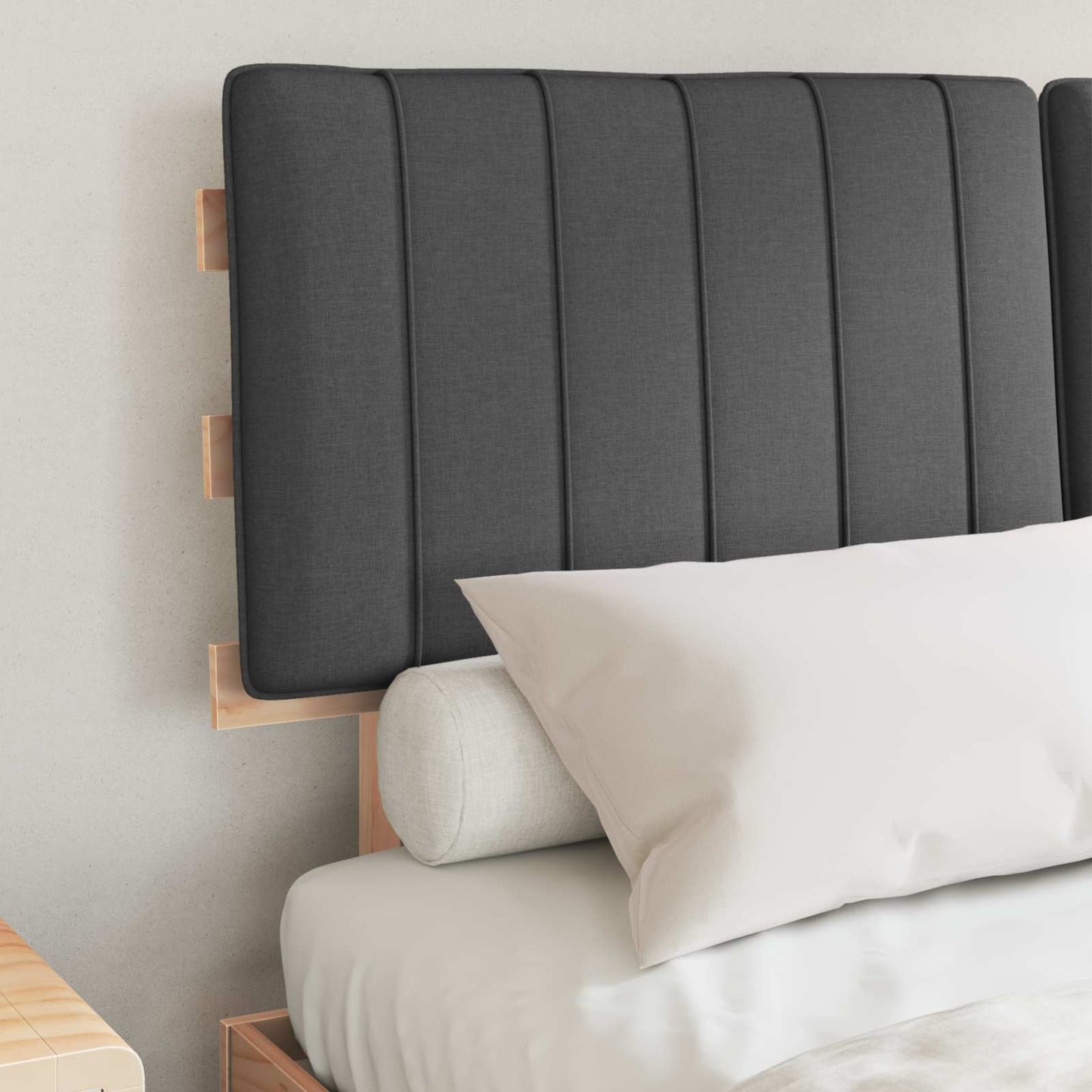 Letto con Testiera Rivestita Grigio scuro 135 x 190 cm