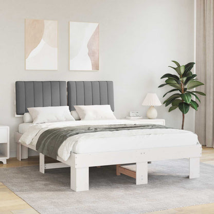 Letto con Testiera Rivestita Grigio chiaro 135 x 190 cm