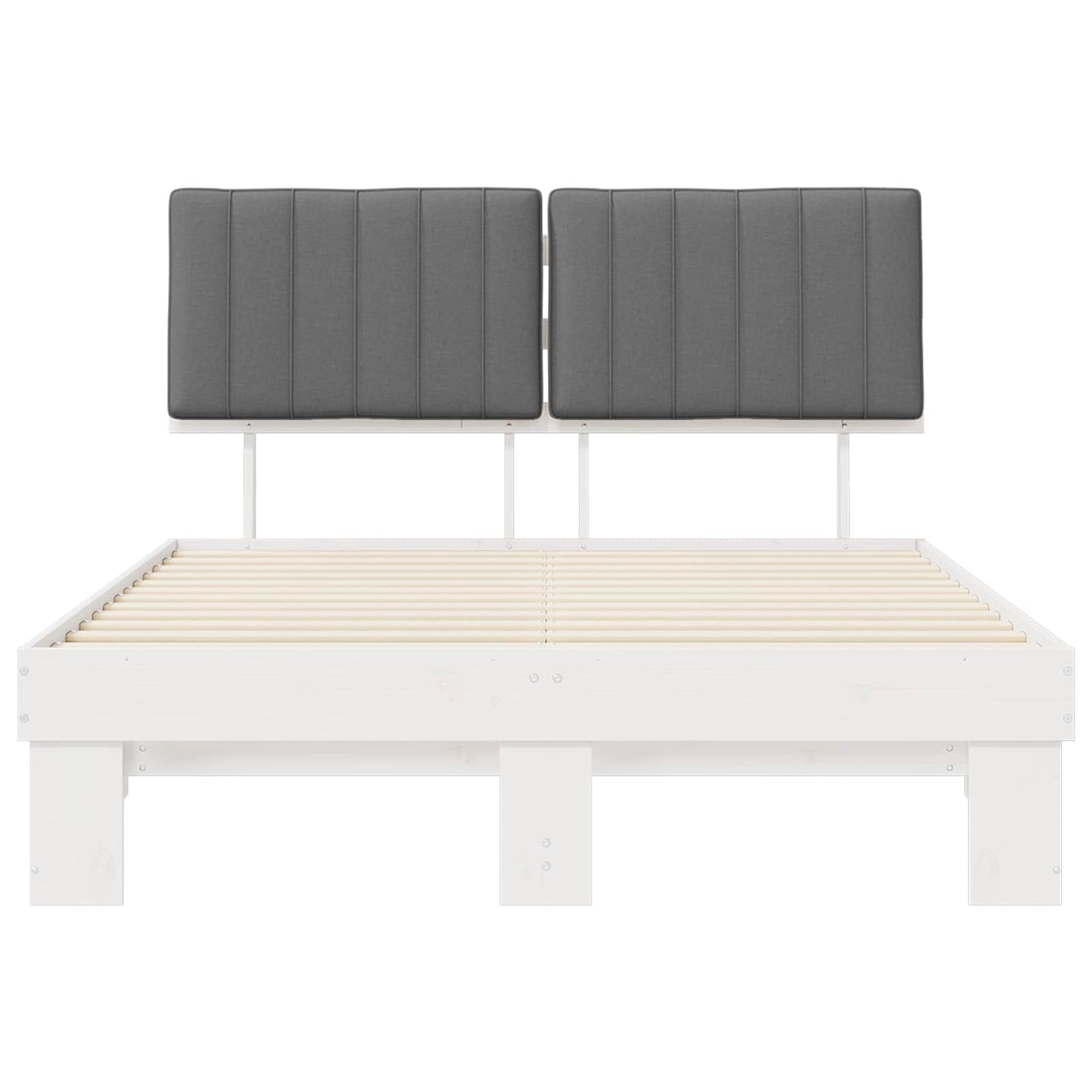 Letto con Testiera Rivestita Grigio chiaro 135 x 190 cm