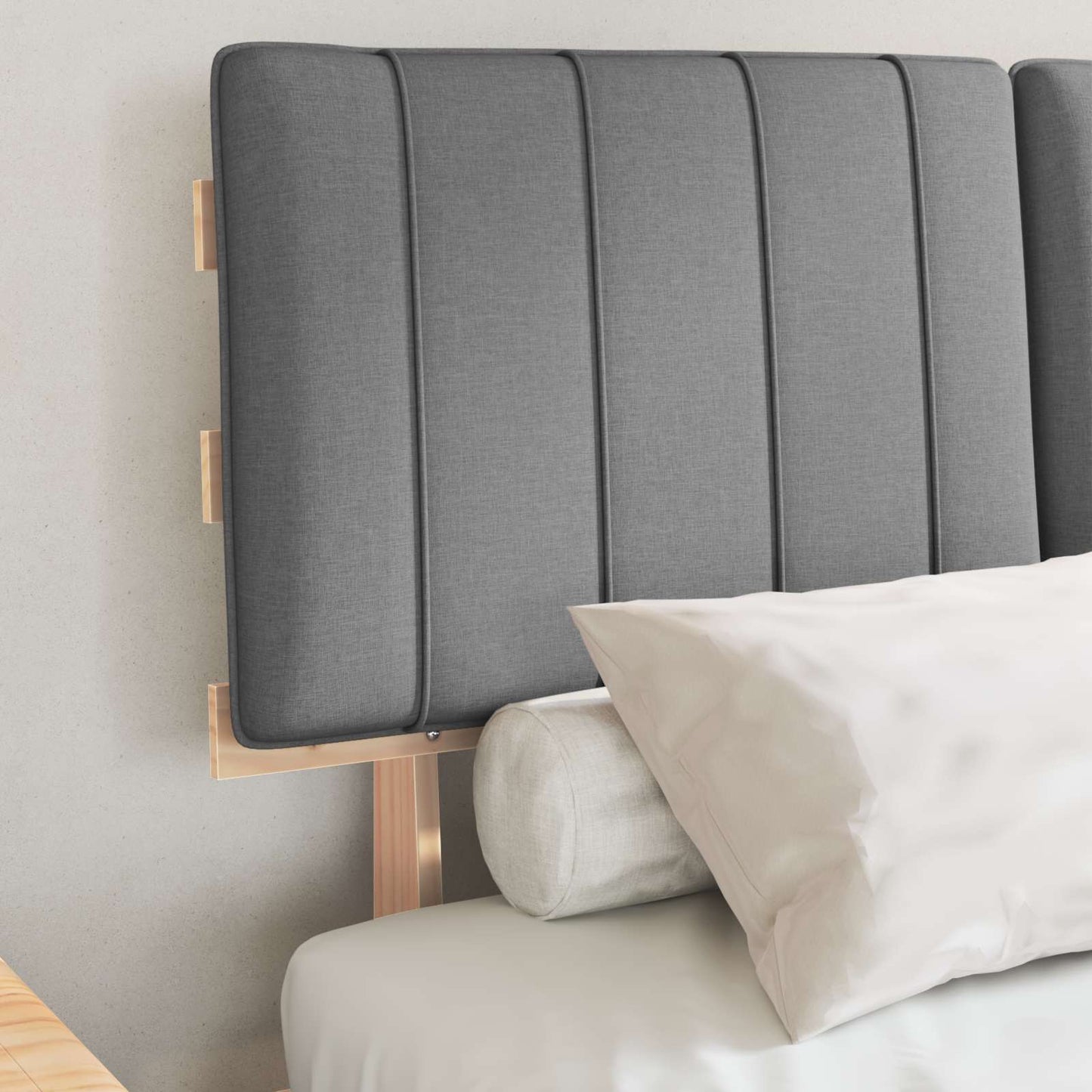Letto con Testiera Rivestita Grigio chiaro 120 x 190 cm