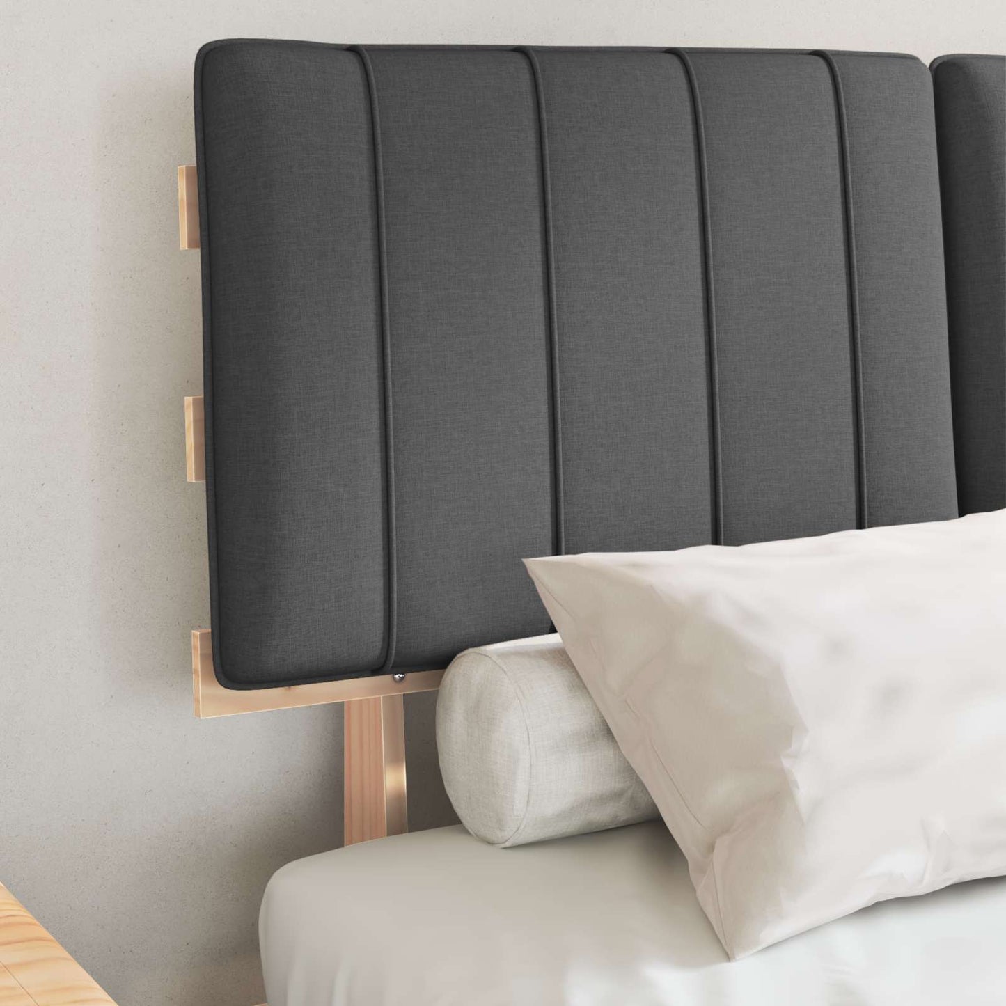 Letto con Testiera Rivestita Grigio scuro 120 x 190 cm