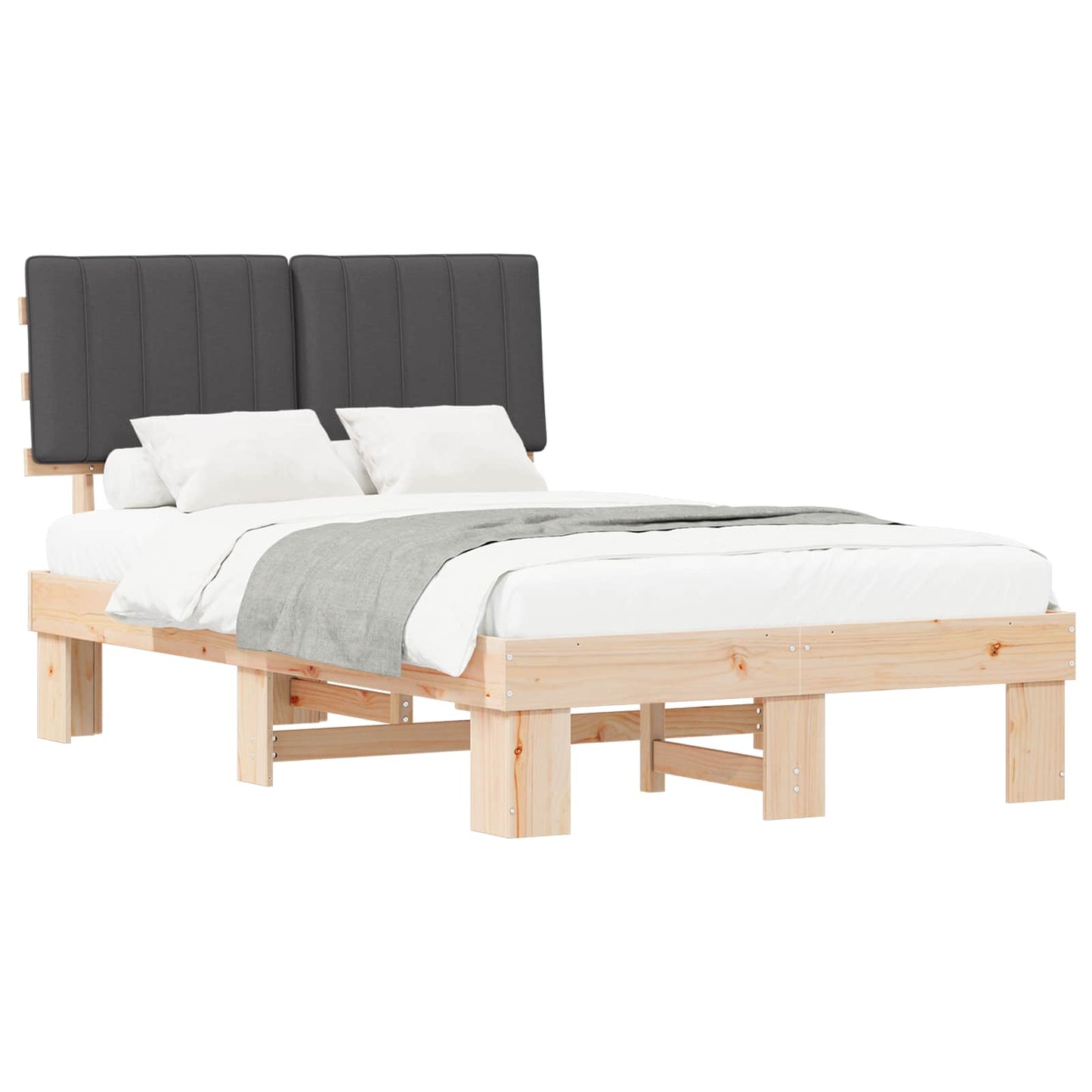 Letto con Testiera Rivestita Grigio scuro 120 x 190 cm