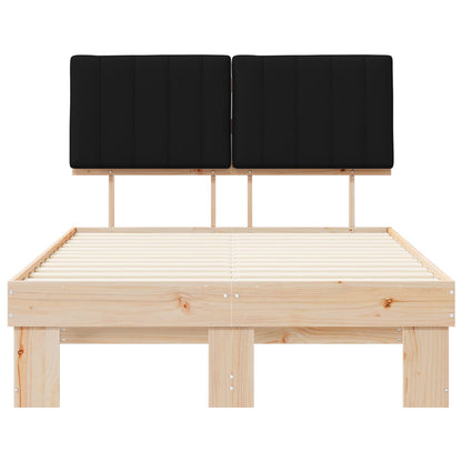 Letto con Testiera Rivestita Nero 120 x 190 cm Pino massello