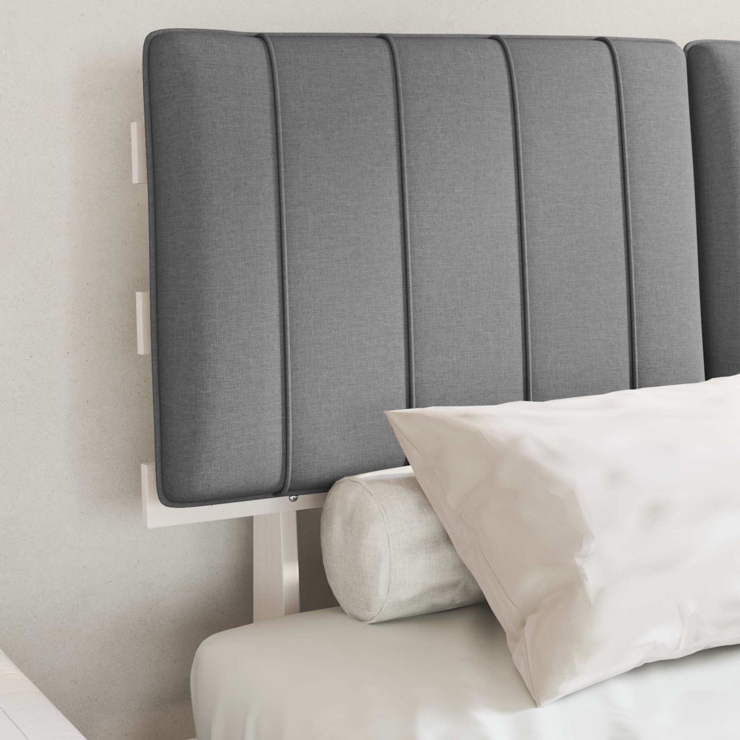Letto con Testiera Rivestita Grigio chiaro 120 x 190 cm