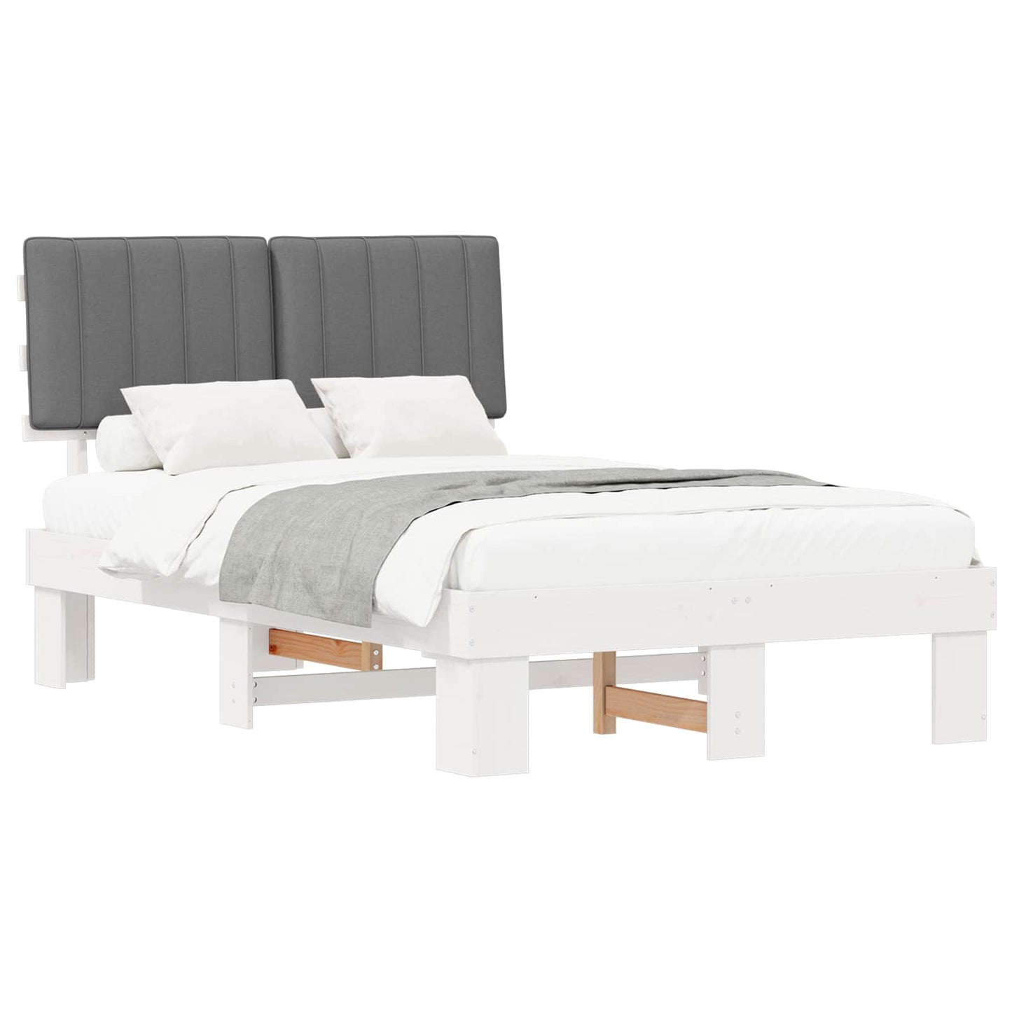 Letto con Testiera Rivestita Grigio chiaro 120 x 190 cm