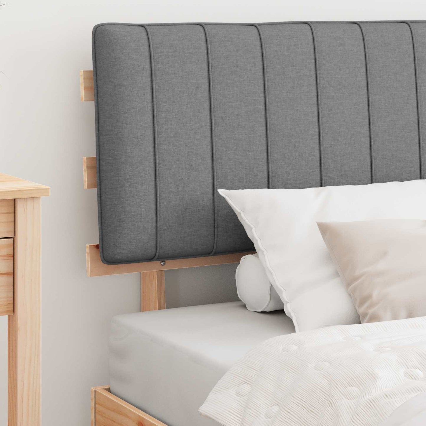 Letto con Testiera Rivestita Grigio chiaro 100 x 200 cm