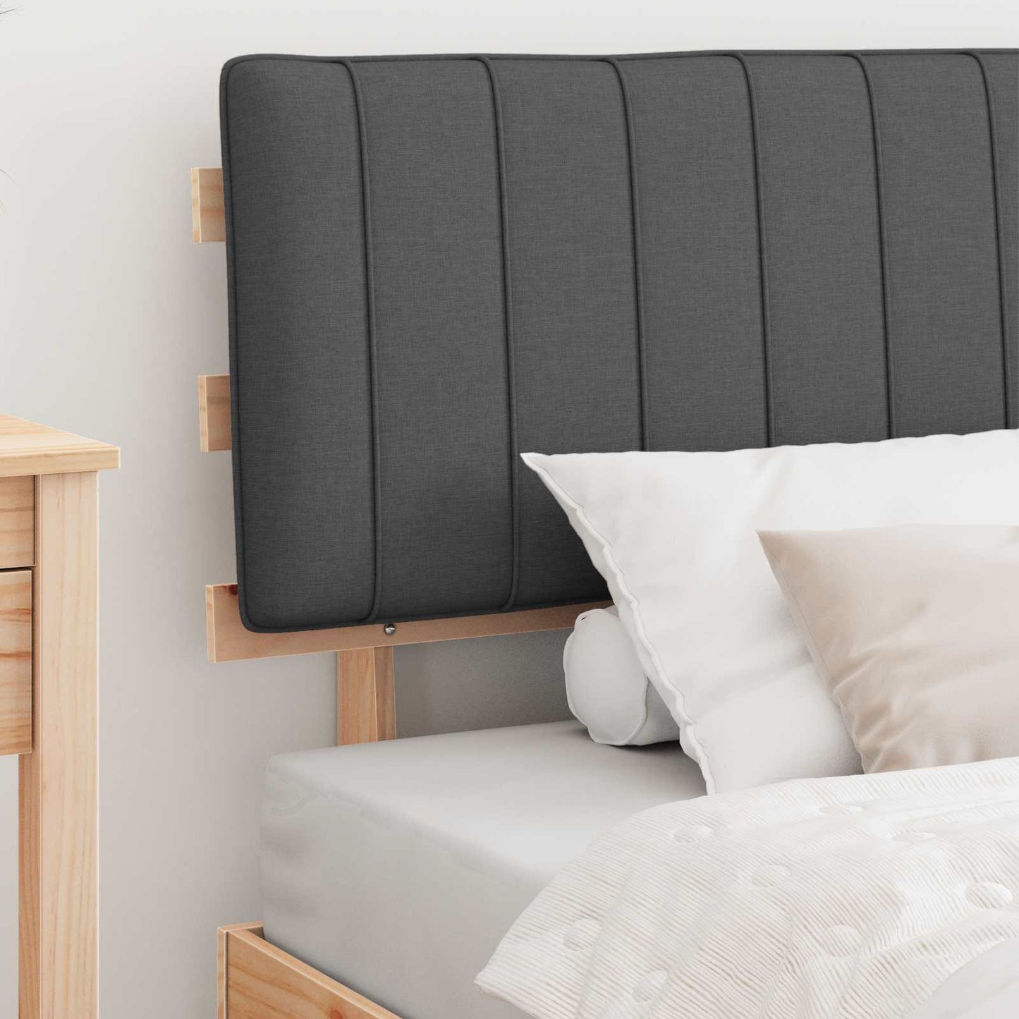 Letto con Testiera Rivestita Grigio scuro 100 x 200 cm