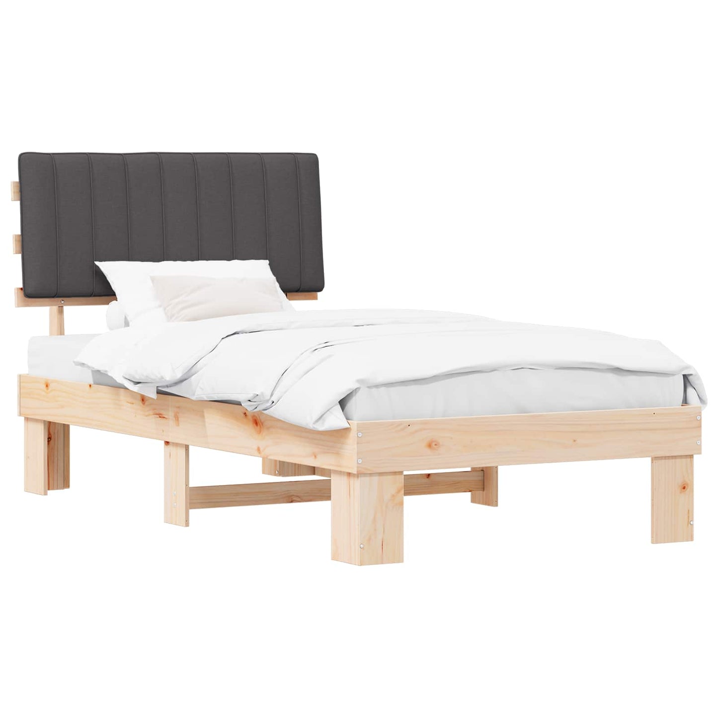 Letto con Testiera Rivestita Grigio scuro 100 x 200 cm