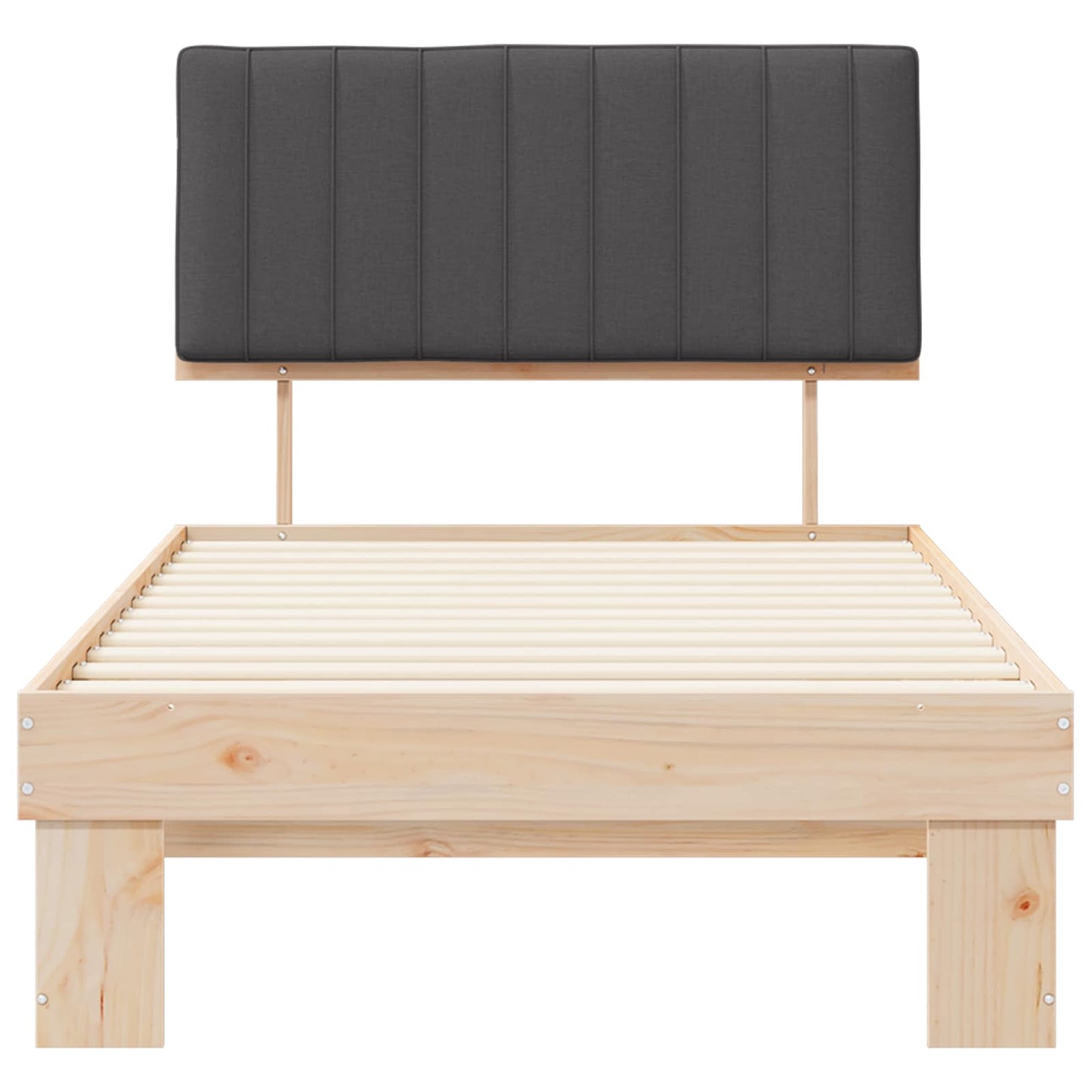 Letto con Testiera Rivestita Grigio scuro 100 x 200 cm