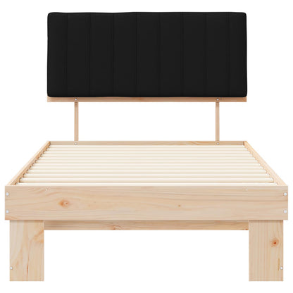Letto con Testiera Rivestita Nero 100 x 200 cm Pino massello