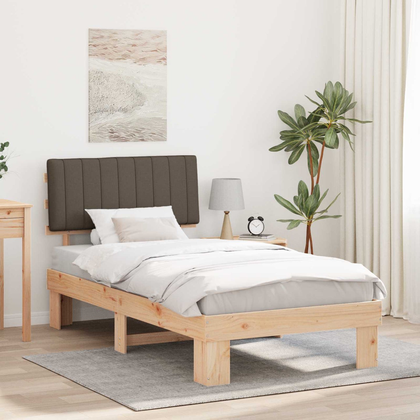 Letto con Testiera Rivestita Talpa 100 x 200 cm Pino massello