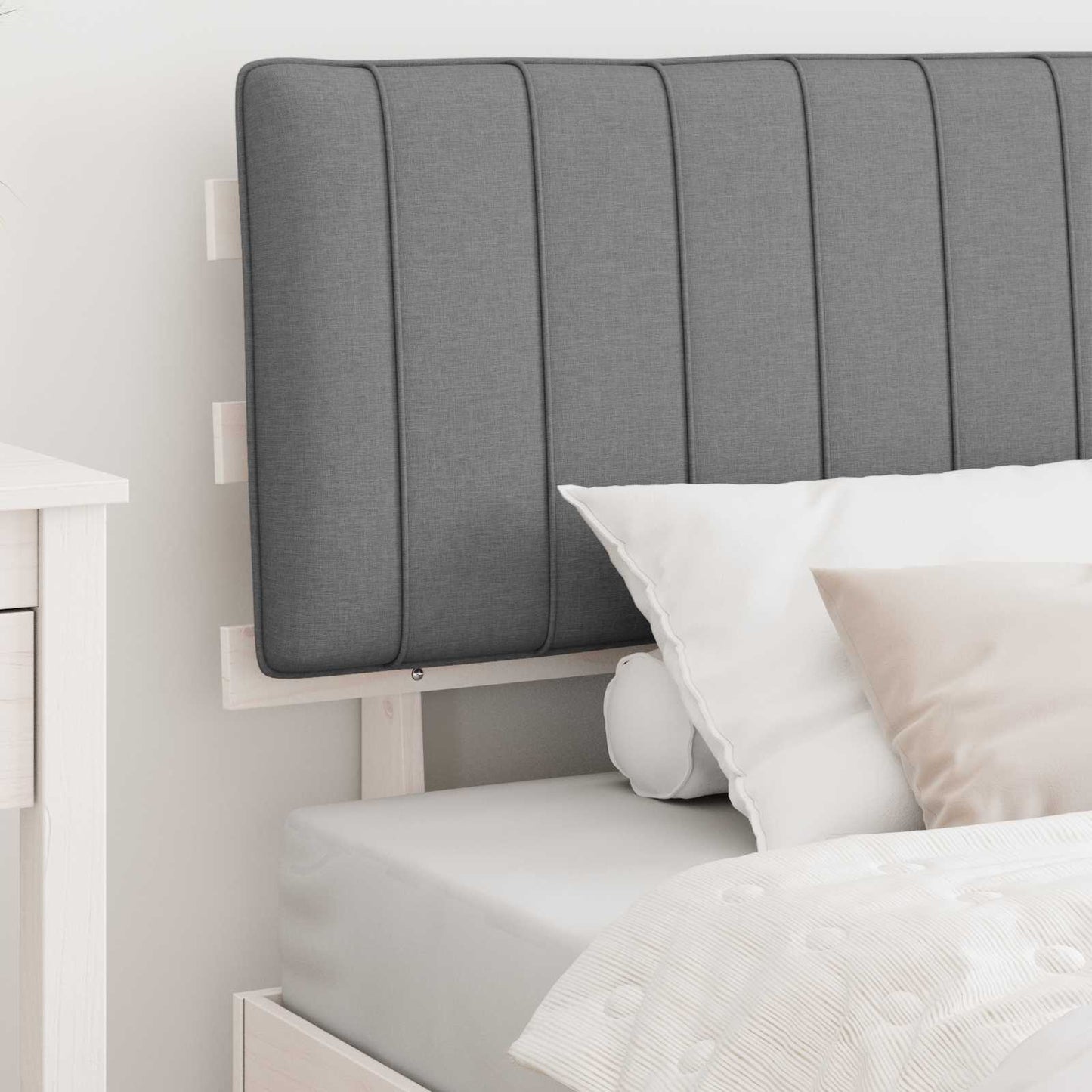 Letto con Testiera Rivestita Grigio chiaro 100 x 200 cm