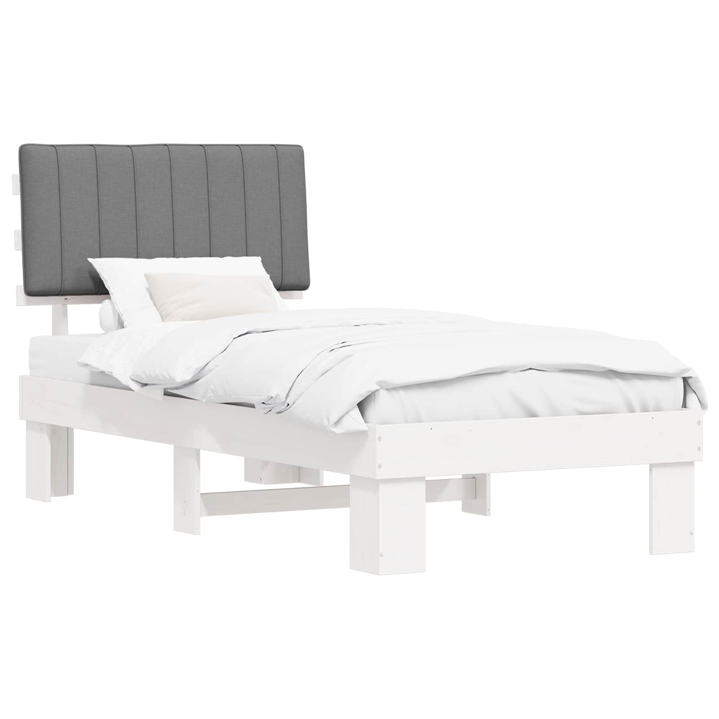 Letto con Testiera Rivestita Grigio chiaro 90 x 200 cm