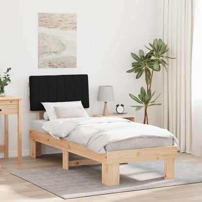 Letto con Testiera Rivestita Nero 80 x 200 cm Pino massello