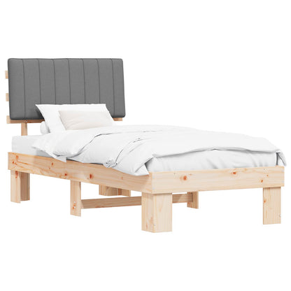 Letto con Testiera Rivestita Grigio chiaro 90 x 190 cm