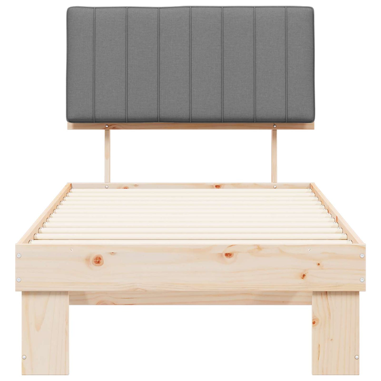 Letto con Testiera Rivestita Grigio chiaro 90 x 190 cm
