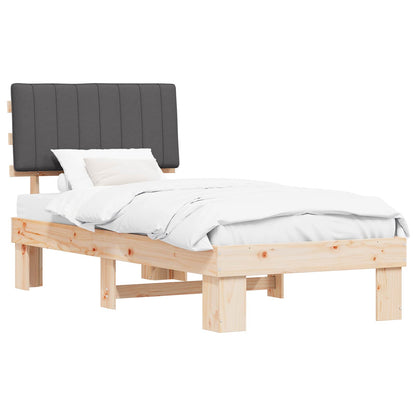 Letto con Testiera Rivestita Grigio scuro 90 x 190 cm