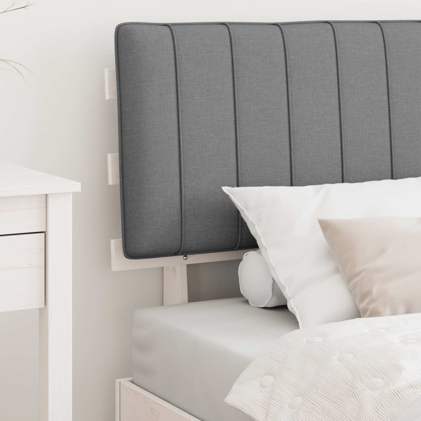 Letto con Testiera Rivestita Grigio chiaro 90 x 190 cm