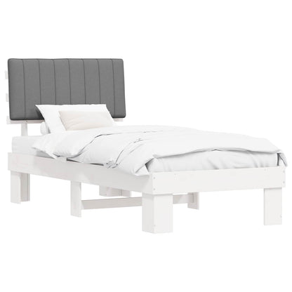 Letto con Testiera Rivestita Grigio chiaro 90 x 190 cm