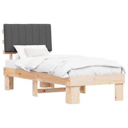 Letto con Testiera Rivestita Grigio scuro 75 x 190 cm
