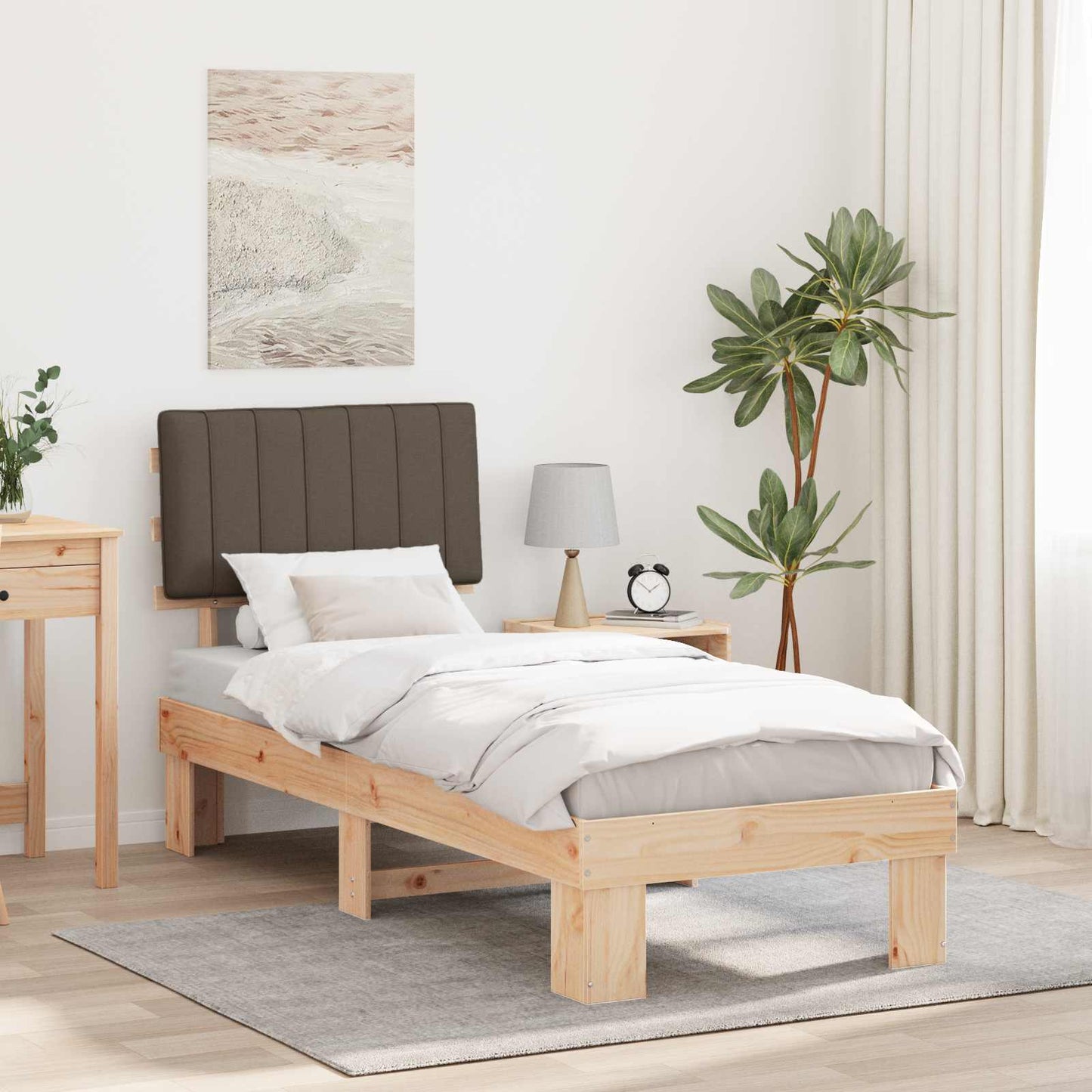 Letto con Testiera Rivestita Talpa 75 x 190 cm Pino massello
