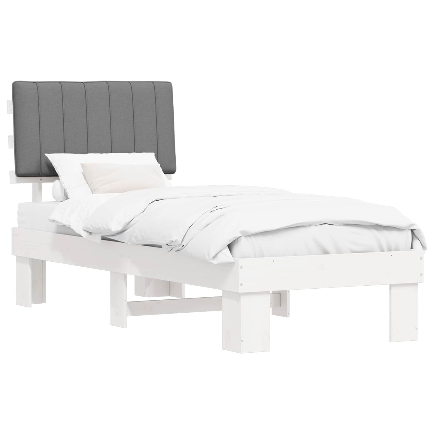 Letto con Testiera Rivestita Grigio chiaro 75 x 190 cm