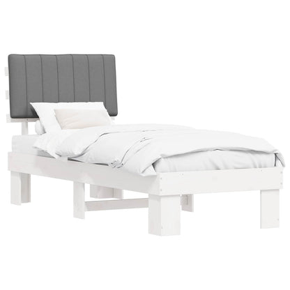 Letto con Testiera Rivestita Grigio chiaro 75 x 190 cm