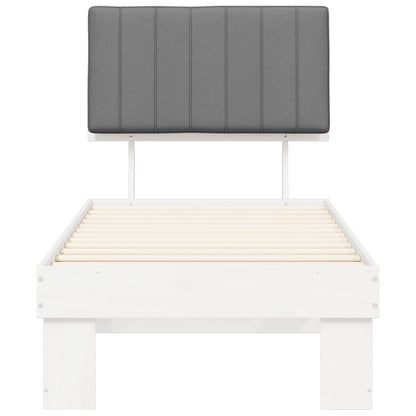 Letto con Testiera Rivestita Grigio chiaro 75 x 190 cm